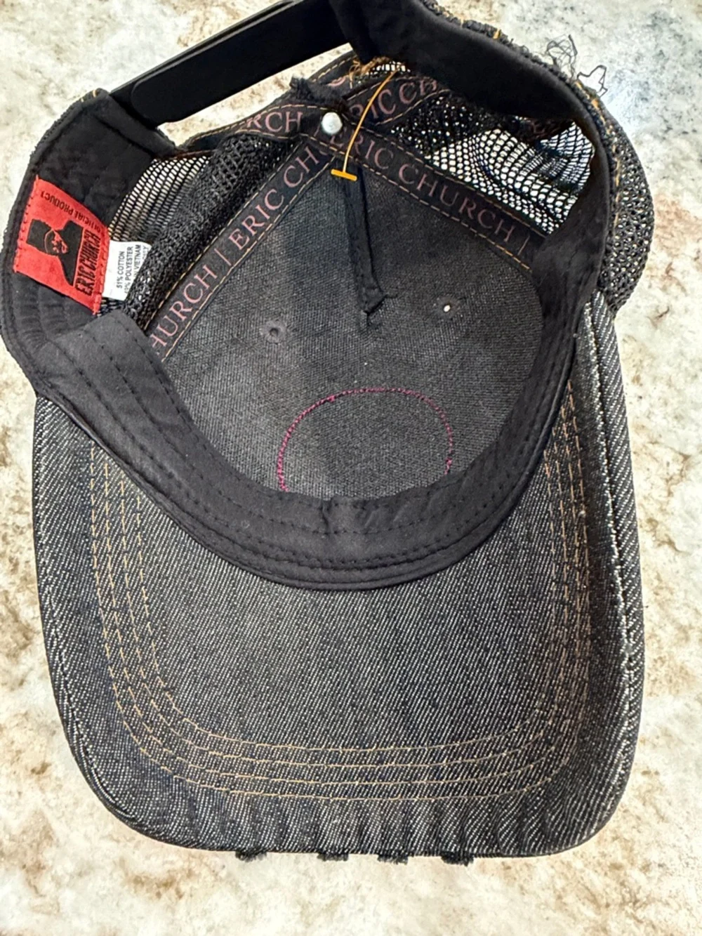 Eric Church Black Denim Trucker Hat with Red Patch - Picture 3 of 3